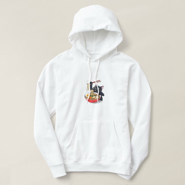 Sudadera "Gato negro hambriento con Ramen" (Diseño del anverso)