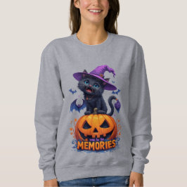 Sudadera Gato negro juguetón con sombrero de bruja