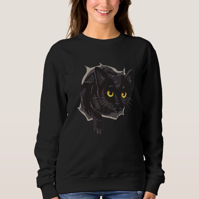 Sudadera Gato negro lindo con ojos amarillos   (Anverso)