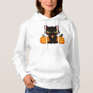 Sudadera Gato negro lindo y calabazas de Halloween