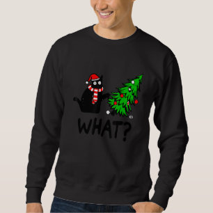 Sudadera Gato Negro Luz de Navidad Santa Qué Cos de Navidad