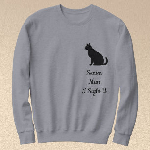 Sudadera Gato negro moderno personalizado Silueta gris para