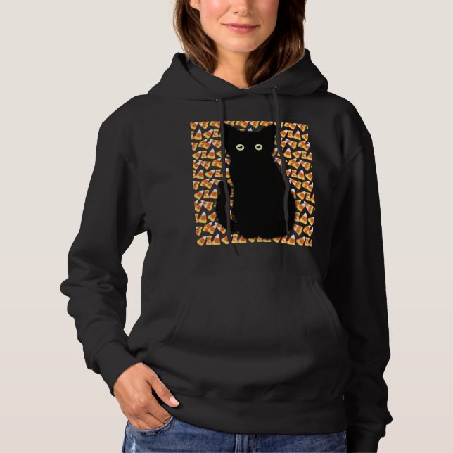 Sudadera Gato negro, patrón de maíz dulce, diversión de Hal (Anverso)