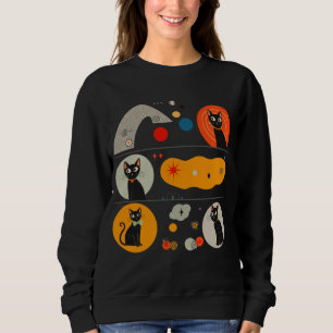 Sudadera Gato Negro Retro MCM: Arte Gráfico Abstracto Cósmi