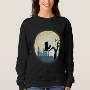 Sudadera Gato Negro Romántico En Una Noche De Luna Llena En
