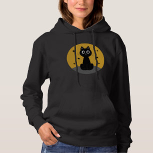 Sudadera Gato negro sentado viendo las estrellas
