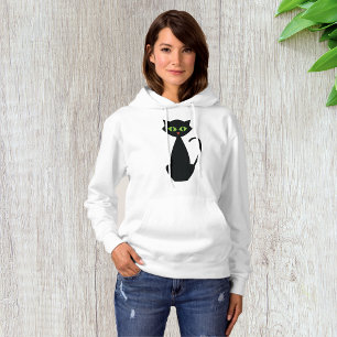 Sudadera Gato Negro Silueta Retro Ojos Verdes Halloween