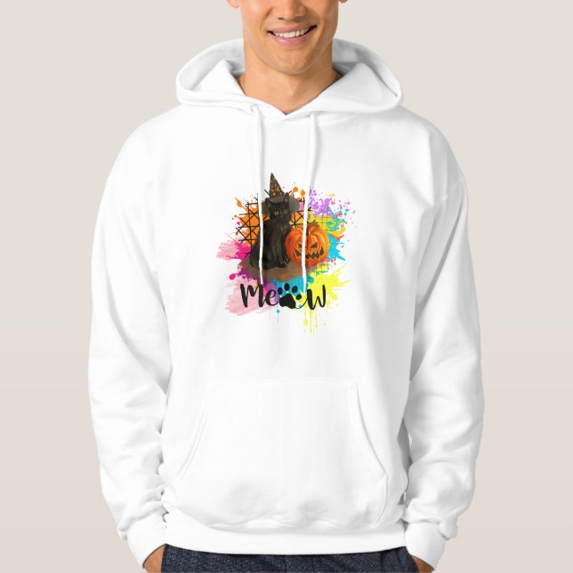 Sudadera Gato negro vintage de Halloween (Anverso)