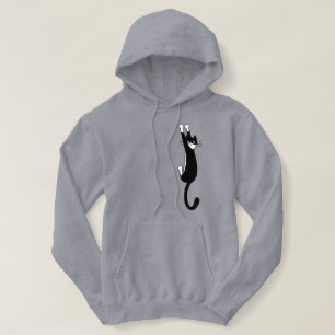 Sudadera Gato negro y blanco colgando  Gracioso Gato Tuxedo