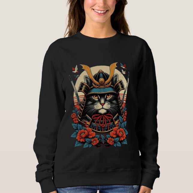 Sudadera Gato Ninja Samurái Japonés  1 (Anverso)