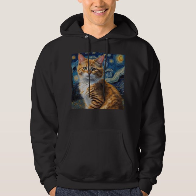 Sudadera Gato nocturno estrellado (Anverso)