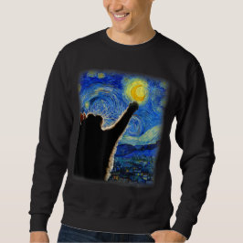 Sudadera Gato nocturno estrellado, Gato Van Gogh Amante Pap