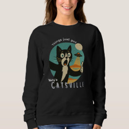 Sudadera Gato OVNI Alien Paranormal divertido selfie