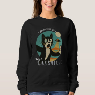 Sudadera Gato OVNI Alien Paranormal divertido selfie