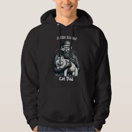 Sudadera Gato Papá Buceo Divertido Negro