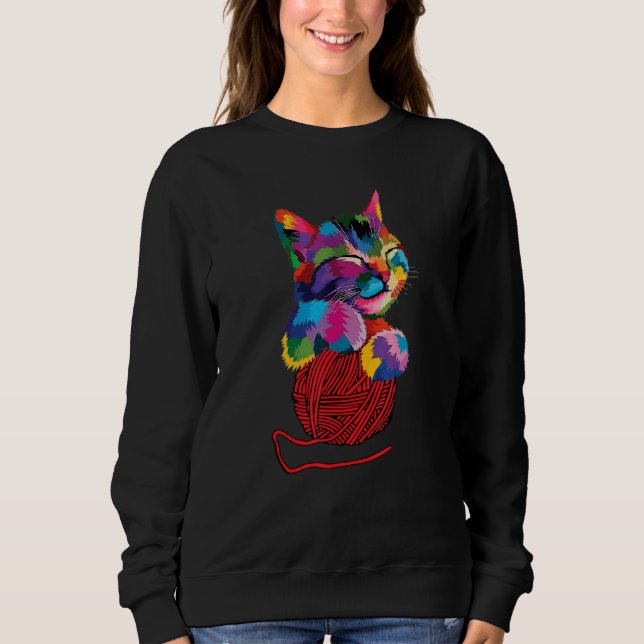 Sudadera Gato para adopción gatita de arte colorido (Anverso)