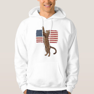 Sudadera Gato Patriótico Bandera Americana Diseño Vectorial