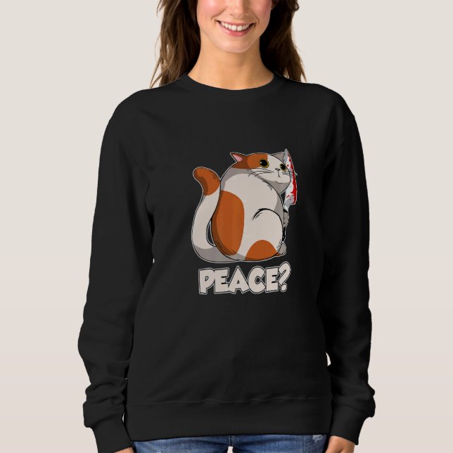Sudadera Gato Paz Gato Asesino Con Cuchillo   (Anverso)