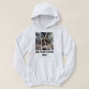 Sudadera Gato Persa Ceniza y Foto de Mascota con Texto Negr