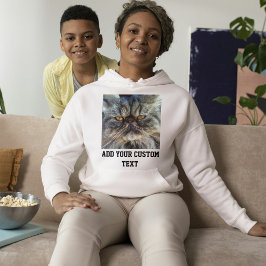 Sudadera Gato Persa Ceniza y Foto de Mascota con Texto Negr