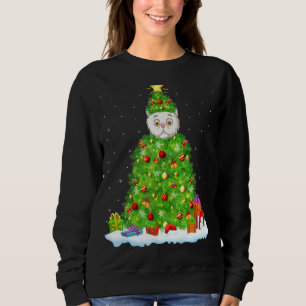 Sudadera Gato persa Navidad Iluminación árbol gracioso gato
