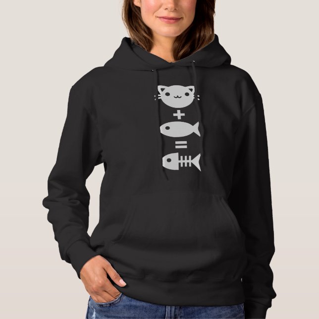 Sudadera Gato + Pescado = Pescado de gato óseo Pescado Kitt (Anverso)