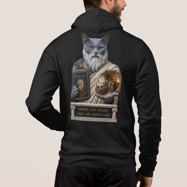 Sudadera Gato Plato Azul Ruso (Reverso)