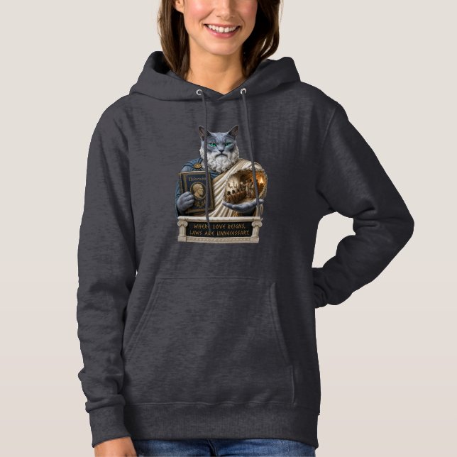 Sudadera Gato Plato Azul Ruso (Anverso)