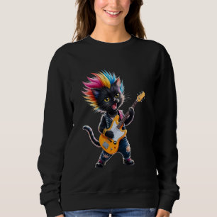 Sudadera Gato Punk Adorable, Gato de Guitarra de Rock'n Rol