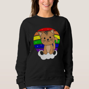 Sudadera Gato Purpurina arcoiris Kawaii gatos coloridos