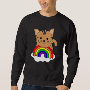 Sudadera Gato Purpurina arcoiris Kawaii gatos coloridos