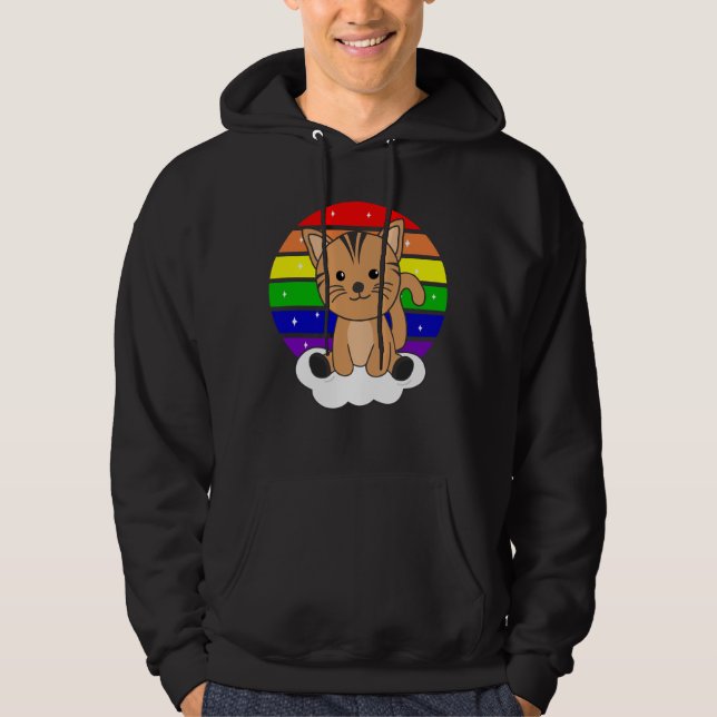 Sudadera Gato Purpurina arcoiris Kawaii gatos coloridos (Anverso)