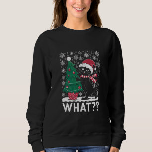 Sudadera Gato Qué divertido gato negro empujando árbol de N