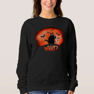 Sudadera Gato Qué Gato Negro Asesino Con Halloween Knife