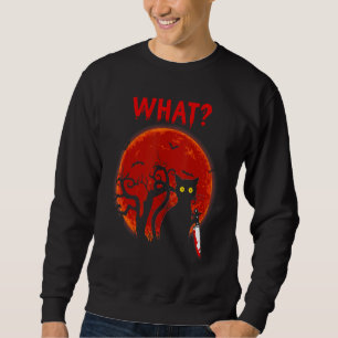 Sudadera Gato Qué Gato Negro Asesino Con Halloween Knife