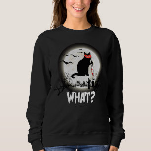 Sudadera Gato Qué Gato Negro Asesino Con Halloween Knife