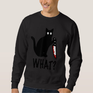 Sudadera Gato Qué   Gato Negro   Gato Asesino Con Cuchillo