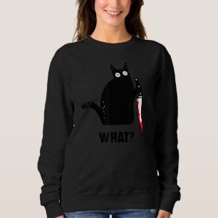 Sudadera Gato Qué  Gato Negro  Gato Asesino Con Cuchillo 1