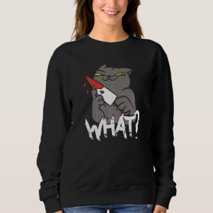 Sudadera Gato Qué Gracioso Gato Gris, Gato Asesino Con Cuch