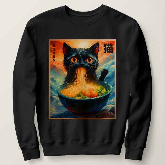 Sudadera Gato Ramen japonés Kawaii Gato Anime Gato Ramen (Anverso del diseño)
