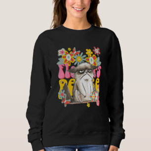 Sudadera Gato Retro Vibra Flores Signo De Paz Vintage 60S 7