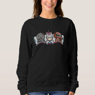 Sudadera Gato Ris Unicornio Damas Durmiendo Niños Cuse Anim