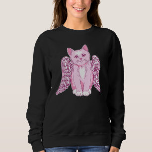 Sudadera Gato Rosa Con Ángel Wings Gatitos Artesanía Para M