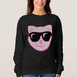 Sudadera Gato rosa con gafas de sol