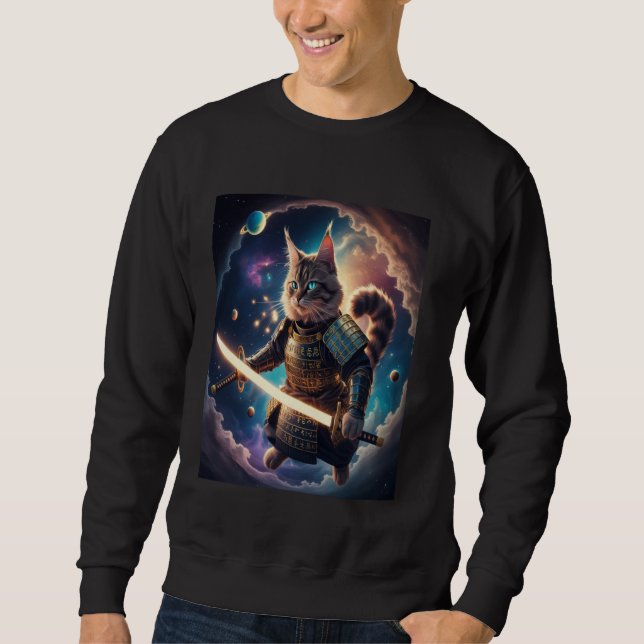 Sudadera Gato Samurái Astral Guardián de las Olas Celestial (Anverso)
