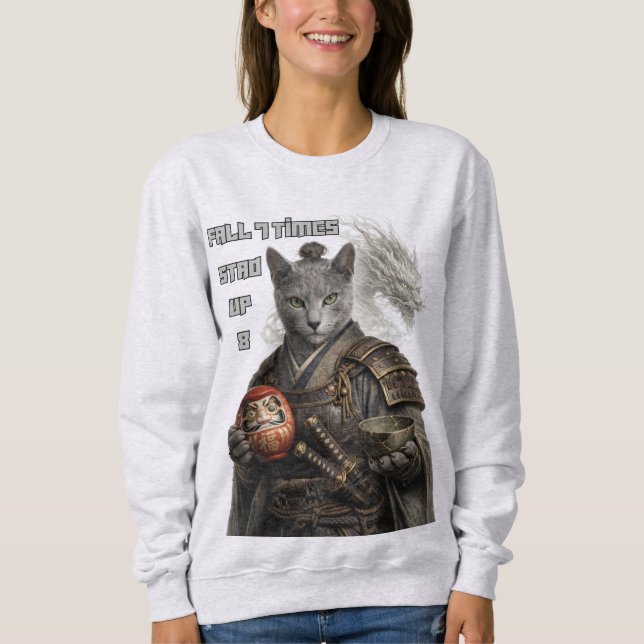 Sudadera Gato Samurái Azul Ruso (Anverso)