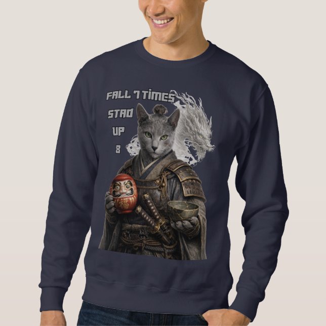Sudadera Gato Samurái Azul Ruso (Anverso)