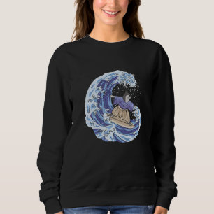 Sudadera Gato Samurái de Japón Surfing Tabla de Surf Vintag