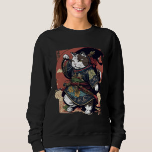 Sudadera Gato Samurái Estético Japón Bushido Gatos