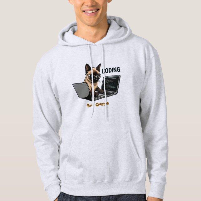 Sudadera Gato siamés de dibujos animados programando (Anverso)